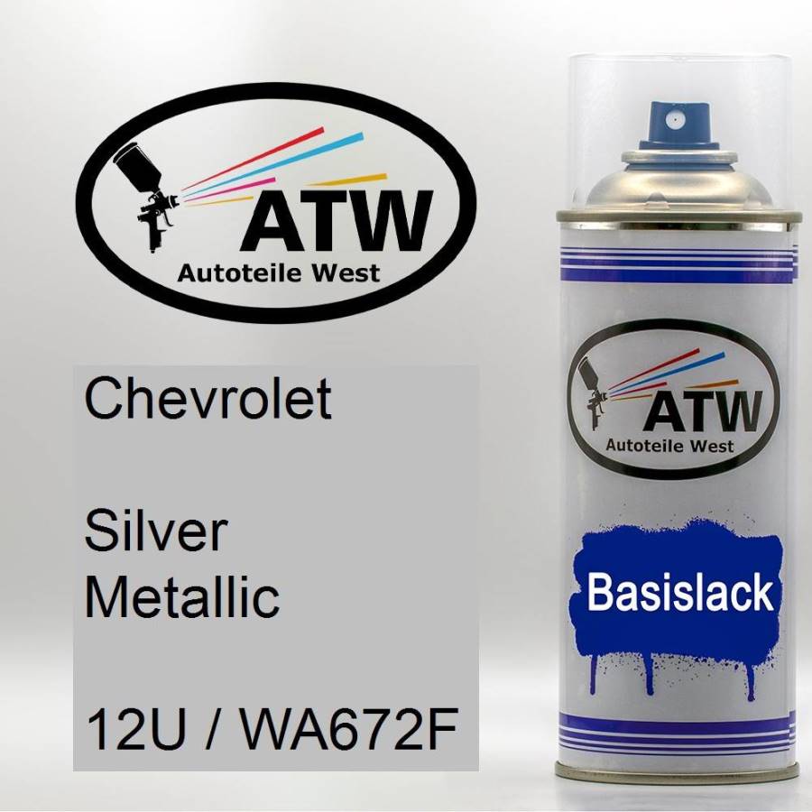 Chevrolet, Silver Metallic, 12U / WA672F: 400ml Sprühdose, von ATW Autoteile West.